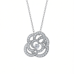 Collar de Diamantes T0028, Plata, Corte Brillante Redondo, Diamantes Naturales Certificados por GIA, Joyería de Moda para Uso Diario de Mujer - Product Image 1