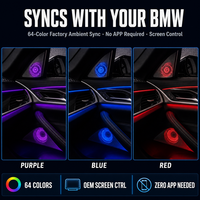 Pour BMW : Cache-grille d'enceinte LED intérieur avec éclairage d'ambiance 64 couleurs, Plug & Play, ajustement OEM, remplacement direct, amélioration