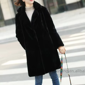 Nouveauté Automne/Hiver Manteau en fausse fourrure mi-long pour femme avec fourrure intégrée, tendance - Product Image 2