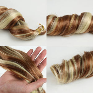 Extensions de cheveux synthétiques en spirale française <span class=keywords><strong>moins</strong></span> chères en gros, mèches de cheveux à crocheter, tresses ombrées, attaches, vagues lâches, cheveux à tresser - Product Image 2