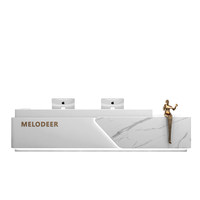 Meuble de réception carré de luxe léger de style médiéval en MDF haut de gamme, ensemble complet pour salon de beauté et restaurant