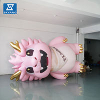 Modèle gonflable personnalisé de dragon rose de dessin animé pour la publicité commerciale en plein air, la décoration d'événements