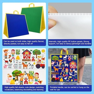 Pizarra de Fieltro de Doble Cara, Nueva de Fábrica, con Diseño de Animales de Dibujos Animados, para Aprender Historias, Juguete Educativo, 44x44cm, Cuadrada - Product Image 3