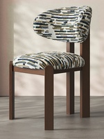 Chaise de salle à manger en bois massif, style moderne du milieu du siècle, minimaliste, rétro français, luxe, dossier rembourré en tissu