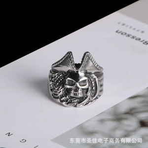 Skull <b>Ring</b> <b>Titanium</b> Steel Men's Jewelry SA377 Skeleton Design Gift - Product Image 3