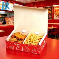 Boîtes à emporter en papier pour poulet frit, frites, nuggets, ailes de poulet, snacks, fast-food, chips, résistantes à la graisse.