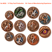 Pièces de monnaie en cuivre fin de 1 once, de qualité supérieure, vintage, en relief 3D, représentant un dragon et une beauté mythologique, commémoratives, pour collections