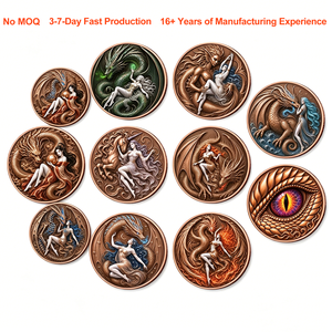 Moneda Conmemorativa <span class=keywords><strong>de</strong></span> Metal <span class=keywords><strong>de</strong></span> Cobre Fino <span class=keywords><strong>de</strong></span> 1oz con Relieve 3D Superior Vintage, Dragón y Mitología <span class=keywords><strong>de</strong></span> la Belleza, para Colecciones - Product Image 1
