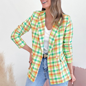 Dames Best <span class=keywords><strong>Sale</strong></span> Nieuw Design Herfst Lente Jacks Geruite <span class=keywords><strong>Blazer</strong></span> Jas Voor Dames - Product Image 4
