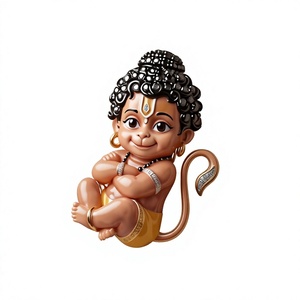 Ensemble de pince à cravate pour homme en or 9 carats avec incrustation de diamants Baby Hanuman, idéal pour un cadeau de Noël ou d'anniversaire - Product Image 1