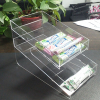 Présentoir double couche en acrylique transparent pour supermarchés, épiceries, vitrine à thé au lait et café