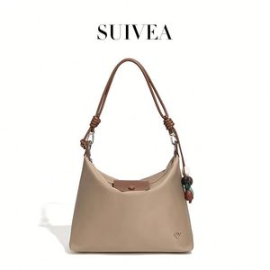 Sac à bandoulière vintage pour femme, grande capacité, en nylon souple, imperméable, sac à main décontracté pour tous les jours, sac fourre-tout avec fermeture éclair et logo, beige - Product Image 2