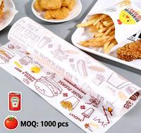 Papier sulfurisé enduit de qualité alimentaire, simple couche PE, résistant à l'humidité et à la graisse, conception personnalisée, emballage alimentaire pour sandwichs, burgers, pains