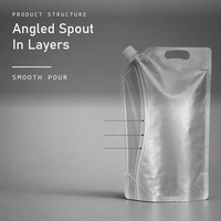 Pochette à bec verseur incliné 2L, alternative légère au contenant en verre, sac pour aliments liquides, versement fluide, bouchon à vis, emballage autoportant