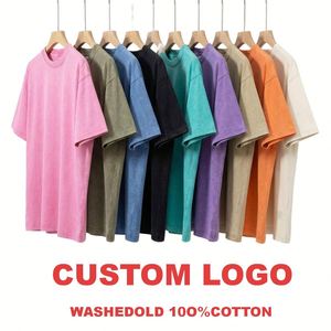 Camiseta de Manga Corta para Hombre y Mujer, 230 g/m², Logotipo Personalizado, 100% Algodón, Estilo Retro Lavado, Tejido Jersey, Corte Holgado, Impresión Digital - Product Image 4