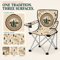 Chaises de camping pliantes en gros avec porte-gobelet latéral et logo et motif personnalisés pour le camping annuel en plein air