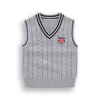 Maßgeschneiderter Pullover Schuluniform Strickweste Kinder V-Ausschnitt Zopfmuster Ärmellose Strickweste Preppy College Strick-Tanktop