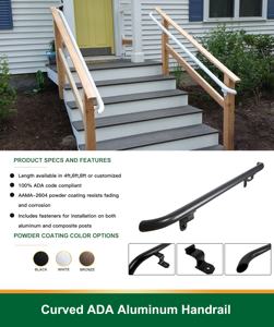 Moderno Popular BH Modular Aluminio ADA Pasamanos Escalera redonda Pasamanos Sistema de barandilla de aluminio Balaustradas y pasamanos - Product Image 5