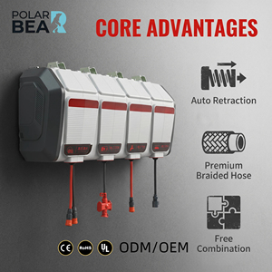 Enrouleur de tuyau industriel à rétraction automatique Polarbear PB-N012 4-en-1 pour eau, air, alimentation électrique, station d'enroulement murale pour detailing automobile - Product Image 5