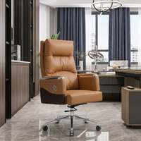 Chaise de bureau haut de gamme en cuir pleine fleur et chaises de bureau en cuir PU, pivotantes, ergonomiques, pour cadres, pour la revente, réponse rapide