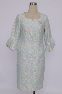 Vestidos Casuales Elegantes de Poliéster de Lujo Premium con Estampado Floral para Mujer, Vestido de Iglesia de Talla Grande con Spandex - Product Image 1