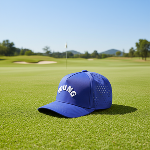 Casquette de baseball incurvée en polyester imperméable à 5 panneaux avec logo personnalisé découpé au laser et maille en corde pour le golf et le sport – Fabricant de chapeaux - Product Image 1