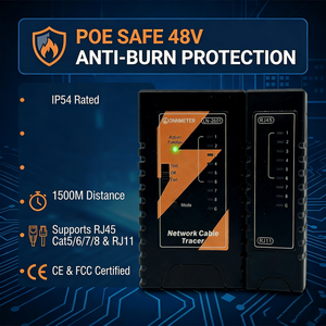 Testeur RJ45 à extrémité unique, protection IP54, fonctionne avec batterie 9V, haute précision, sans fausses alertes pour le test des câbles de réseau téléphonique - Product Image 1