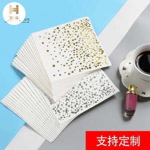 Paper Napkins 330mmx330mm Printed Golden Polka Dot For Birthday Parties Hotel Use - Product Image 5