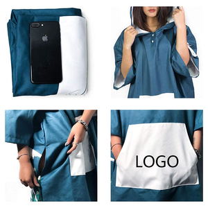 Made of Quick Dry Microfiber Surf Poncho <b>Changing</b> <b>Towel</b> <b>Robe</b> with Hood and Front Pocket - Product Image 5