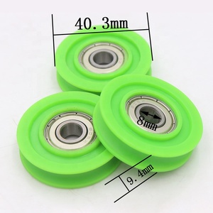 Poleas verdes de color personalizado 608ZZ rueda de rodamiento de rodillos Nylon PA6 PA66 poleas para puerta de armario rodillo 8*40*9,4mm - Product Image 1