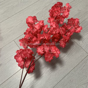 กิ่งซากุระปลอมขายส่ง E-838 สีแดงเบอร์กันดี ชมพูฟิวเซีย ยอดนิยม - Product Image 4