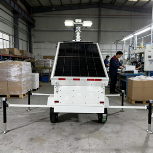 Mobiele verlichtingstoren op zonne-energie, bewakingsaanhangwagen met draadloze <span class=keywords><strong>CCTV</strong></span>-camera voor bewaking van buitenwerkplekken - Product Image 5