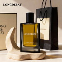Botella de Perfume de Vidrio Cuadrada Vacía de Lujo Personalizada de 50 ml y 100 ml, Transparente, Pulida, Pintada de Negro, con Pulverizador de Bomba y Tapa