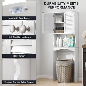Étagère <span class=keywords><strong>en</strong></span> <span class=keywords><strong>bois</strong></span> moderne <span class=keywords><strong>pour</strong></span> salle de bain au-dessus des toilettes avec armoire de rangement - Product Image 6
