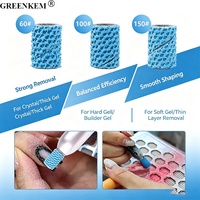 Boîte de 10/45 pièces 60 #   100 #   150 #   Bandes de ponçage céramiques bleues en maille avec dissipation thermique et mandrin pour ponceuse à ongles
