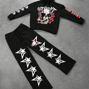 Clothing Manufacturer Digital Skull Print Men 2 Piece Oversized Sweatsuit Streetwear <b>Joggers</b> Sweat Pant Tracksuits for Men - Product Image 2