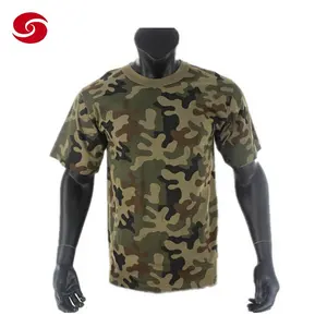 Vente en gros Pologne 100% coton tissu uni camouflage t-shirt impression