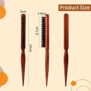 Peigne de coiffure professionnel en bois à queue pointue avec poils en nylon pour <span class=keywords><strong>chignon</strong></span>, peigne à dents pour la coiffure à <span class=keywords><strong>domicile</strong></span> - Product Image 1