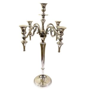 Elegant embossed Design Tall Candelabra with 5 <b>Candle</b> arms Shiny Silver Plated Luxury <b>Candle</b> Holder Handmade Candelabra - Product Image 2