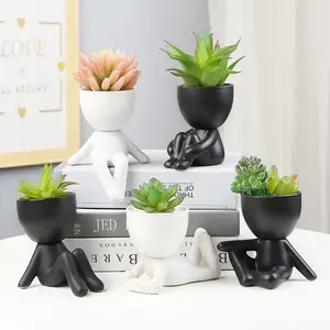 Nouvel arrivage de pots de fleurs nordiques créatifs mignon arbre homme pots de fleurs figure en céramique corps pot de fleurs pot de plantes succulentes