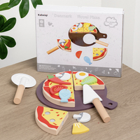 Ensemble de jeu de pizza en bois UBM avec garnitures et coupe-pizza, jouet de cuisine d'imitation Montessori, cadeau pour tout-petits garçons et filles 3 ans et plus