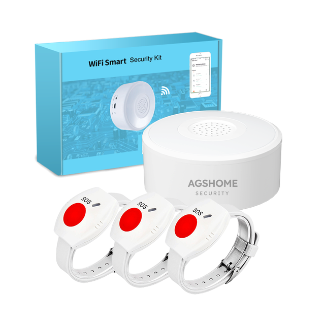 Emergency Call Button for Elderly Lifesaver Elderly Alarm Caregiver Pager SOS Watch for Elderly WiFi/RF433 Water Resistant App