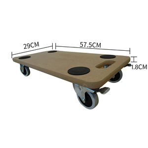 Chariot de déménagement en bois avec capacité de charge de 200 kg, roues bicolores de 3 pouces, <span class=keywords><strong>design</strong></span> minimaliste pour le mobilier de maison et de jardin, <span class=keywords><strong>support</strong></span> pour plantes - Product Image 3