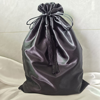 Sacs à cordon personnalisés en satin de soie pour perruques, avec pompon, pochette de rangement pour emballage d'accessoires textiles et de sous-vêtements