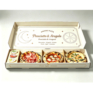 Caja de Pizza Personalizada de 3 Compartimentos, Empaque de Cartón de Grado Alimenticio para Mini Pizzas, Cajas para Llevar - Product Image 2