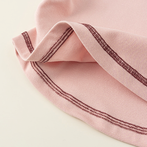 Abbigliamento per Bambini, Nuova T-Shirt Estiva per Bambine <span class=keywords><strong>con</strong></span> Maniche Corte Raglan in Cotone, Stampa a Blocchi di Colore <span class=keywords><strong>con</strong></span> Fiocco e Righe - Product Image 4