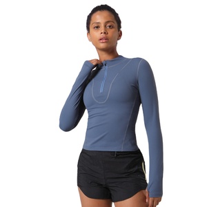Polo de Golf à manches longues pour femmes, pull-over à Zip quart, <span class=keywords><strong>T</strong></span>-<span class=keywords><strong>Shirt</strong></span> de Tennis léger, haut de course et de <span class=keywords><strong>randonnée</strong></span> - Product Image 1