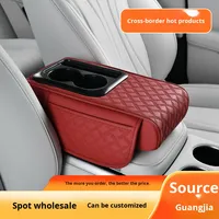 Boîte d'accoudoir central pliable en cuir PU pour voiture avec sac de rangement et porte-gobelet, organiseur de voiture