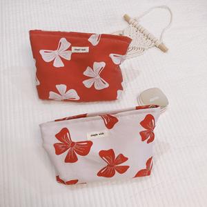 Sac cosmétique en polyester à grande capacité, portable, à rayures bleues et blanches, à carreaux, avec broderie de nœud, cadeaux promotionnels <span class=keywords><strong>MOJO</strong></span> - Product Image 3