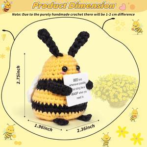 Funny Positive <b>Bee</b> Mini Crochet <b>Bee</b> with Positive Affirmations Card for Inspirational Novelty <b>Gifts</b> Party Home Decor Ornaments - Product Image 3
